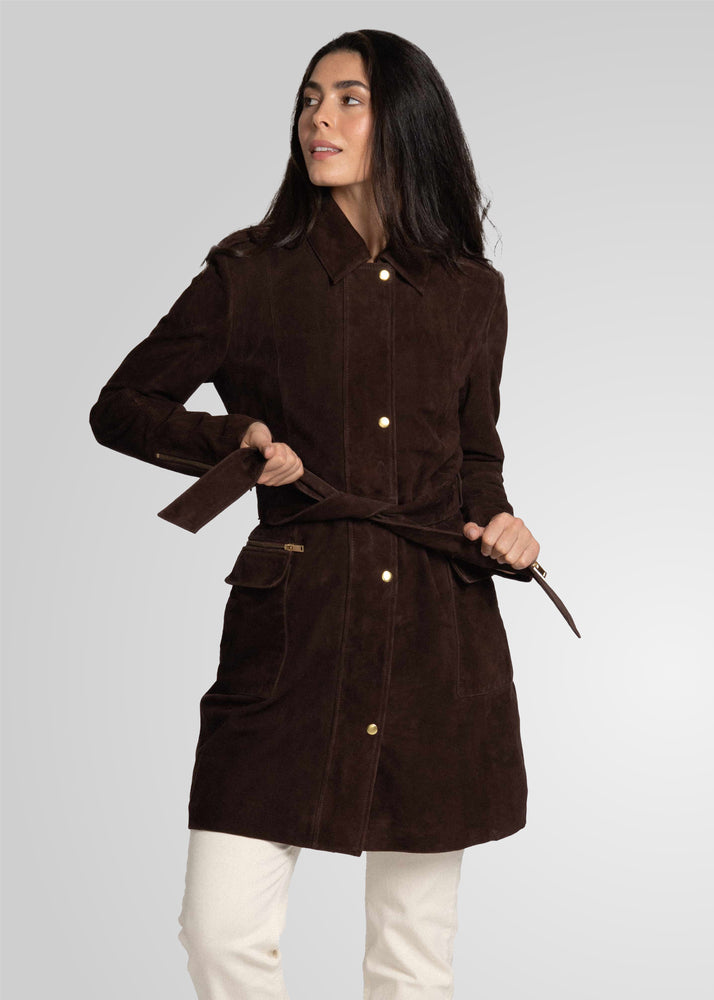 EVI - KNEE LENGTH SUEDE TRENCH