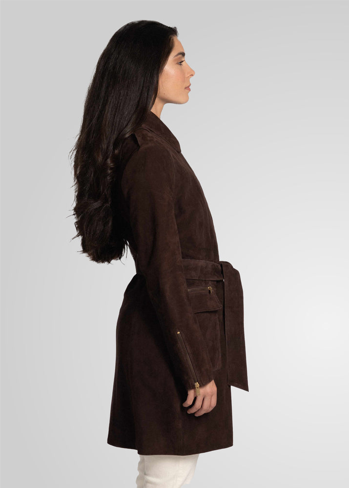 EVI - KNEE LENGTH SUEDE TRENCH