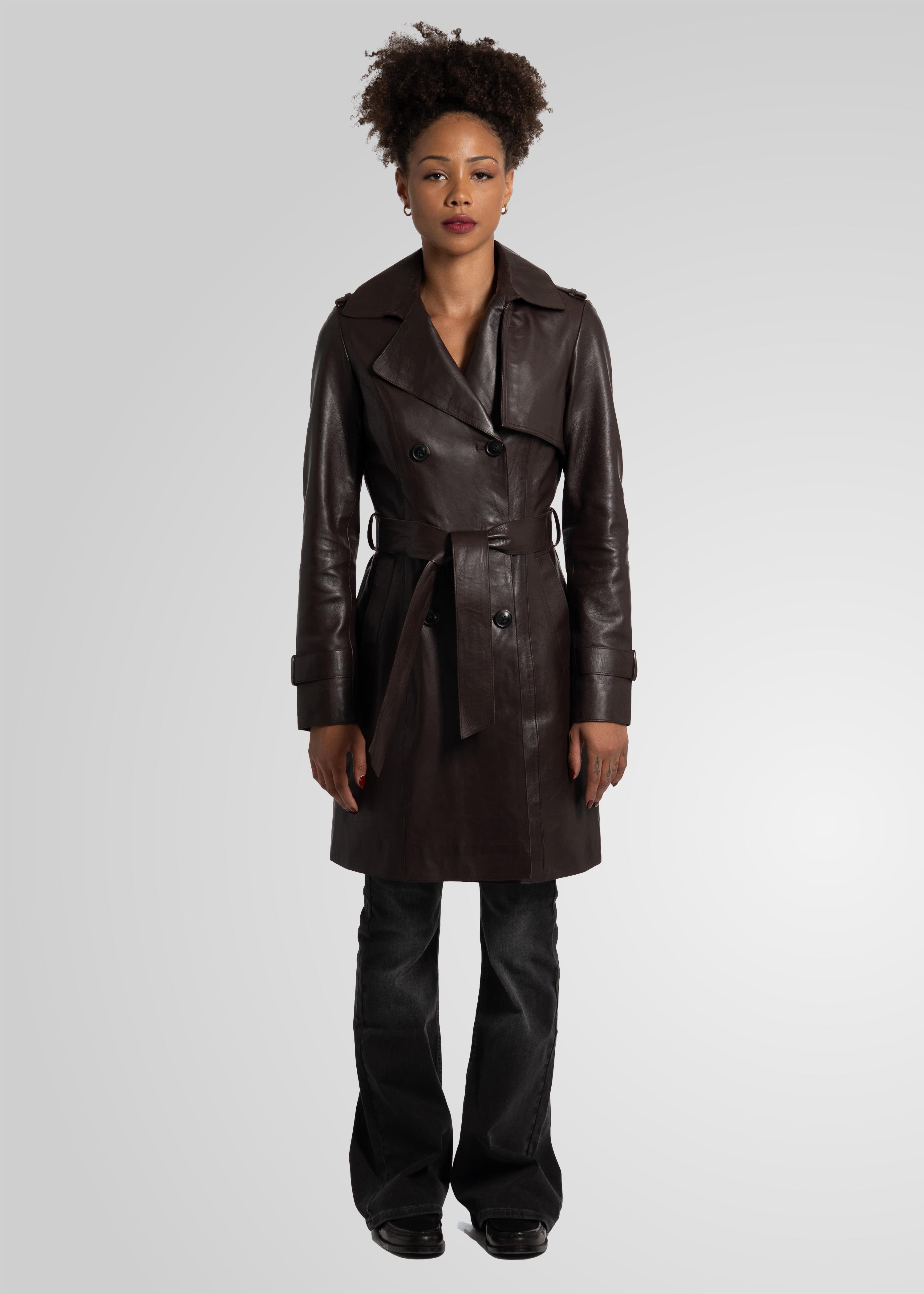 LAURE- KNEE LENGTH LEATHER TRENCH – Bod & Christensen