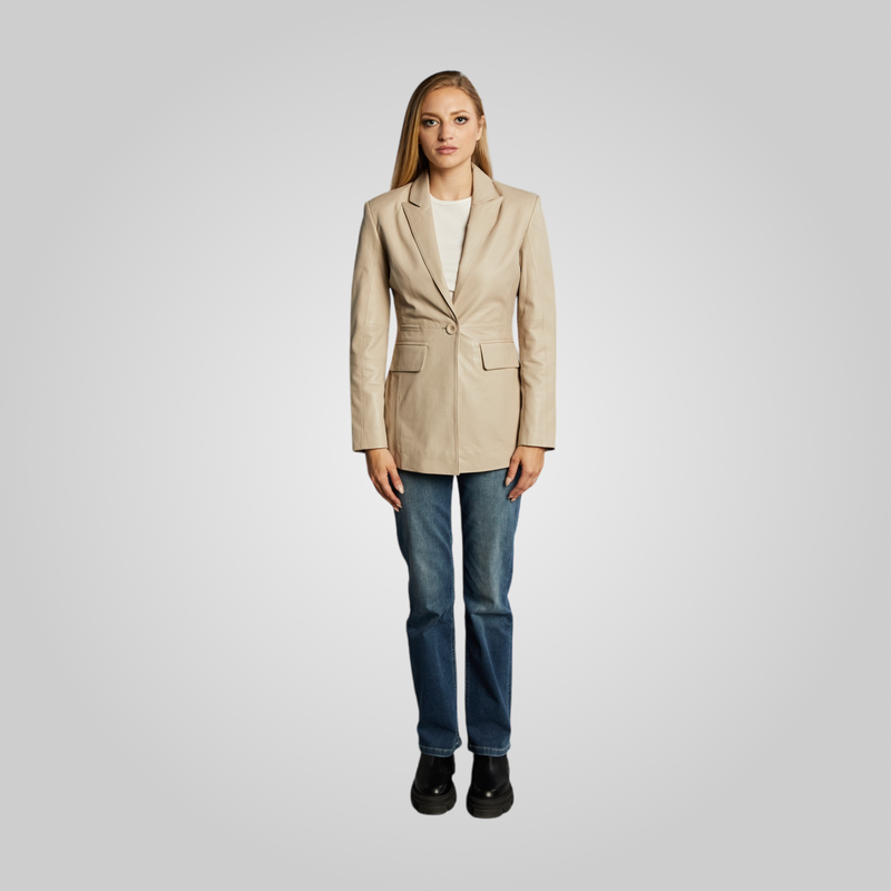 AURIANA - Single Breasted Leather Blazer