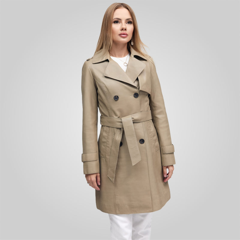 LAURE - KNEE LENGTH LEATHER TRENCH