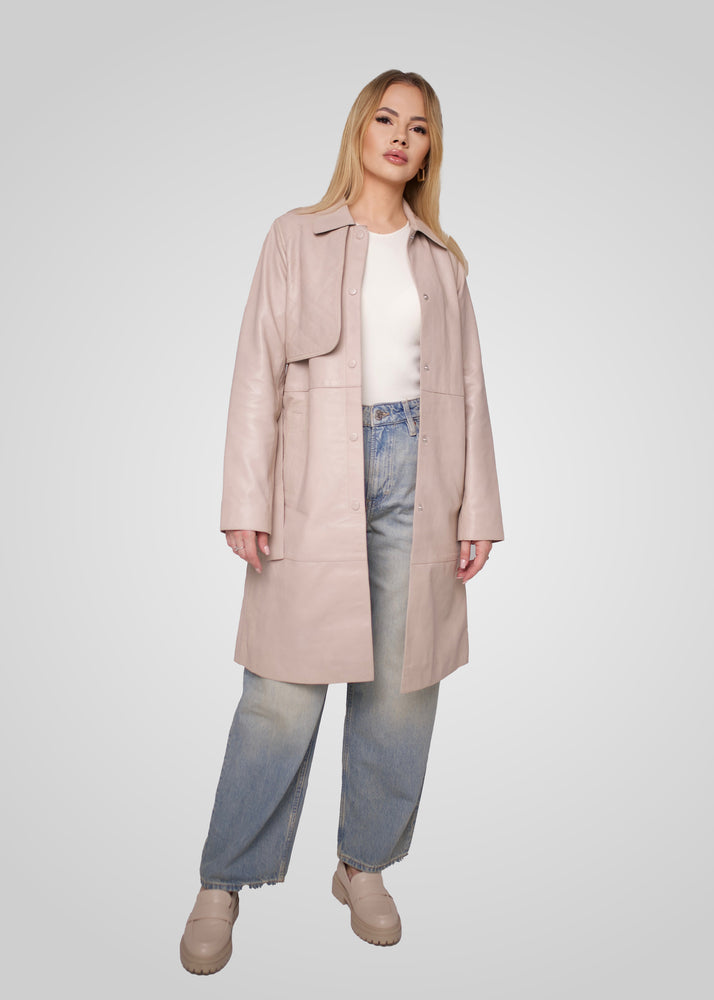 ATHEN - KNEE LENGTH LEATHER TRENCH