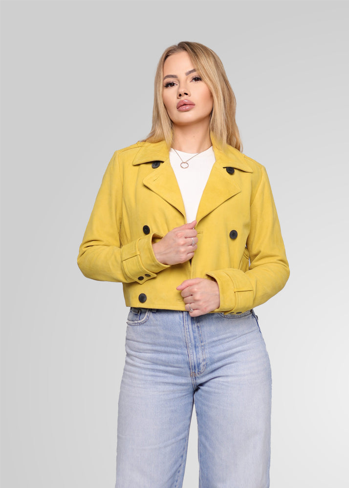 MILLIE - CROPPED DOUBLE BREASTED SUEDE JACKET