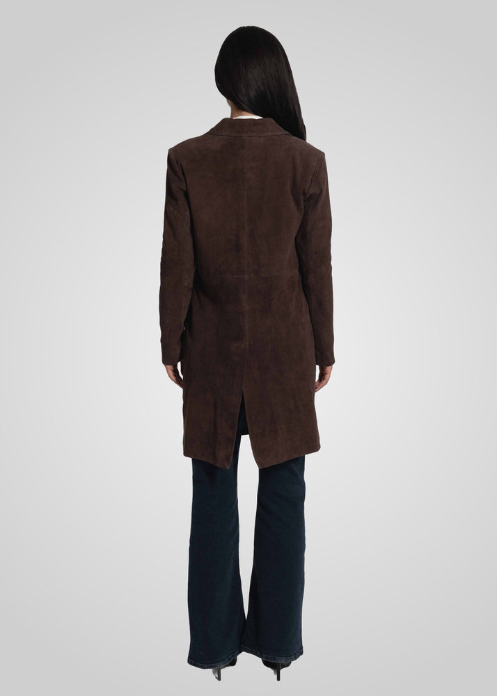 MELINDA - OVERSIZE KNEE LENGTH SUEDE BLAZER