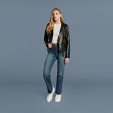 MUFFIN Cropped Leather Biker Jacket