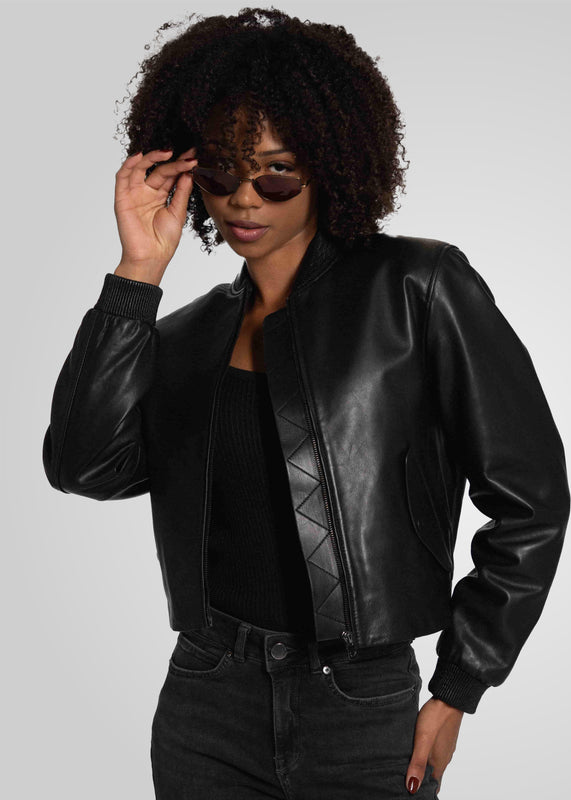 DAILY - FITTED LEATHER BOMBER JACKET