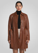 EVI - KNEE LENGTH LEATHER TRENCH