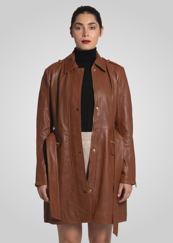 EVI - KNEE LENGTH LEATHER TRENCH