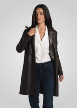 MELINDA - OVERSIZE KNEE LENGTH LEATHER TRENCH