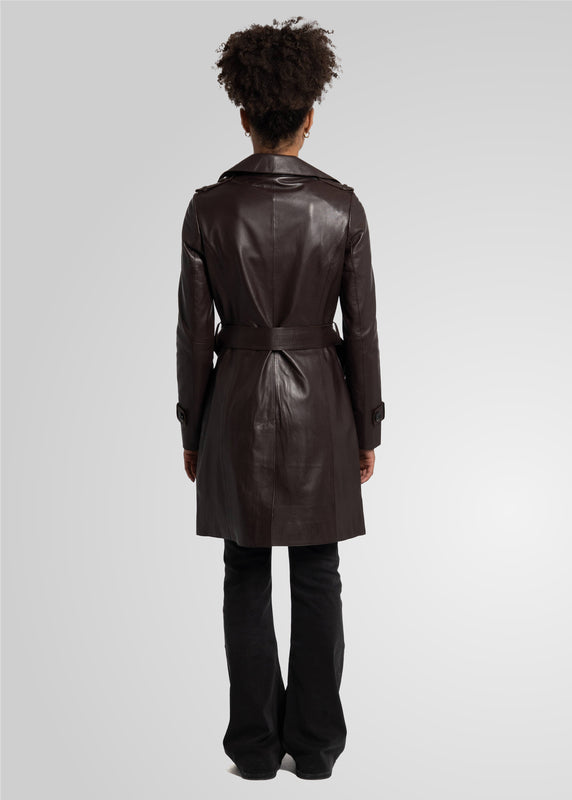 LAURE- KNEE LENGTH LEATHER TRENCH