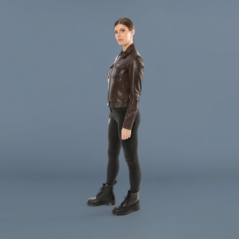 BREE Leather Biker Jacket With Double Chest Pockets