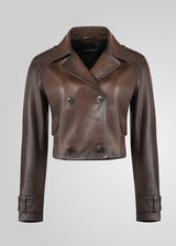 MILLIE - CROPPED DOUBLE BREASTED LEATHER JACKET