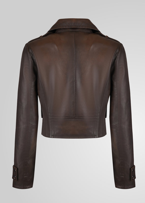 MILLIE - CROPPED DOUBLE BREASTED LEATHER JACKET
