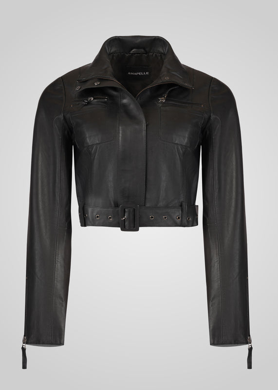 MIA - CROPPED LEATHER BIKER JACKET
