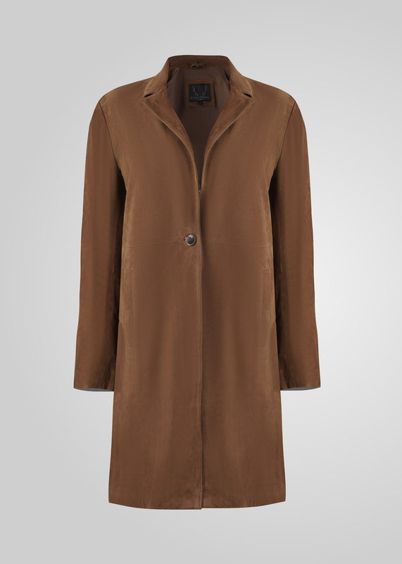 MELINDA - OVERSIZE KNEE LENGTH SUEDE BLAZER