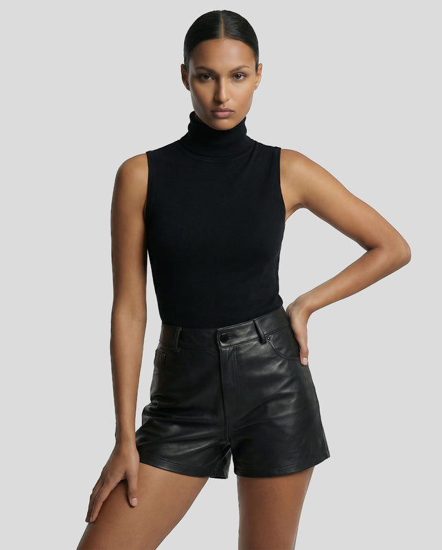 SHELLY- HIGH-WAISTED LEATHER SHORTS