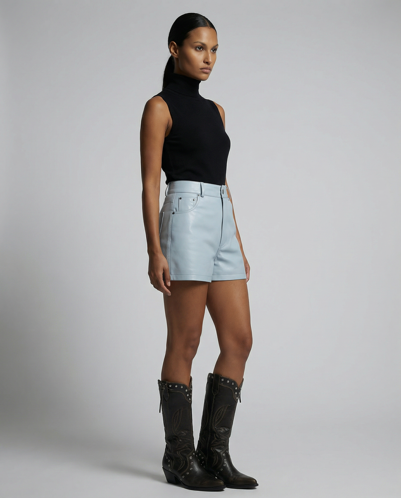 SHELLY- HIGH-WAISTED LEATHER SHORTS