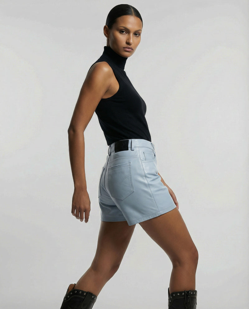 SHELLY- HIGH-WAISTED LEATHER SHORTS