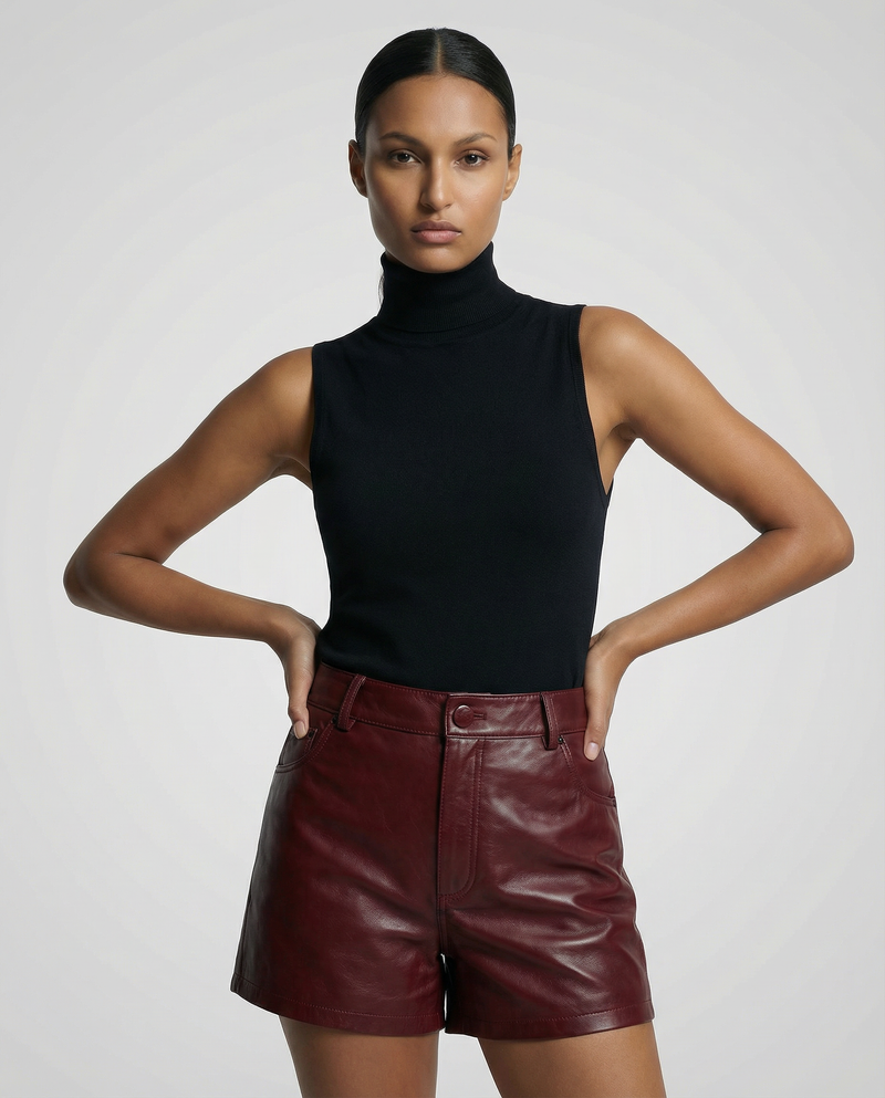 SHELLY- HIGH-WAISTED LEATHER SHORTS