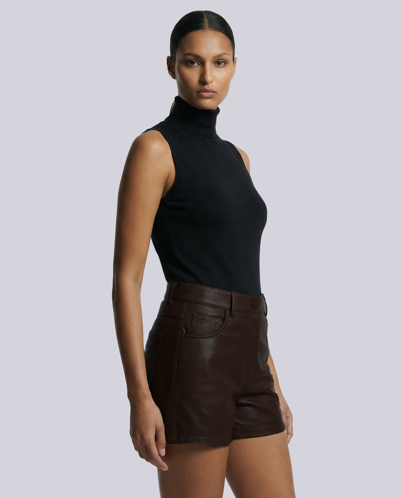 SHELLY- HIGH-WAISTED LEATHER SHORTS