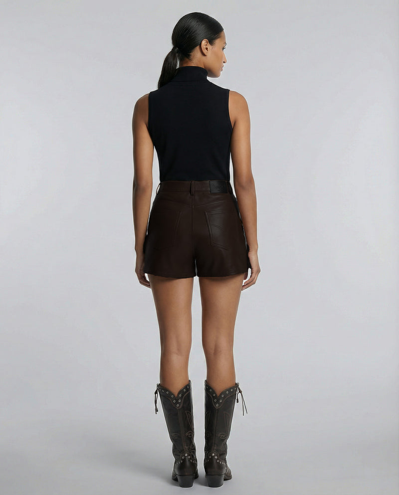 SHELLY- HIGH-WAISTED LEATHER SHORTS