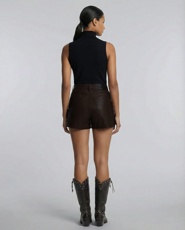 SHELLY- HIGH-WAISTED LEATHER SHORTS