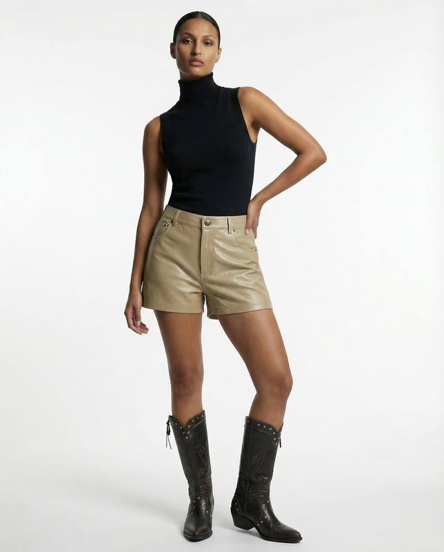 SHELLY- HIGH-WAISTED LEATHER SHORTS