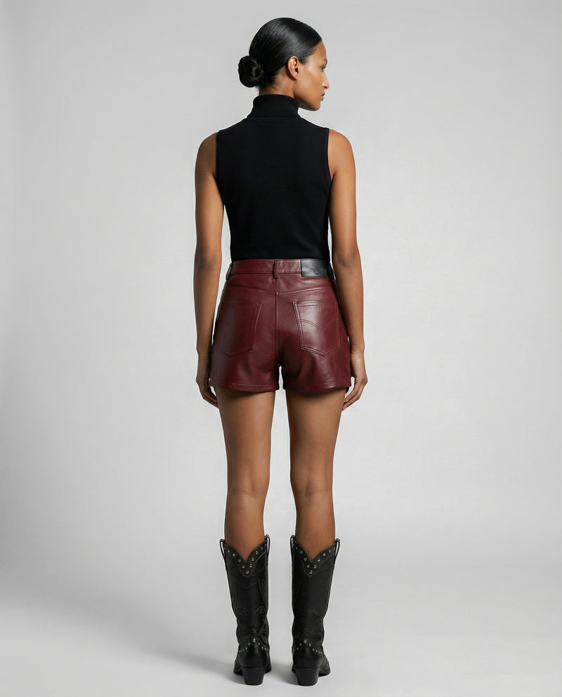 SHELLY- HIGH-WAISTED LEATHER SHORTS
