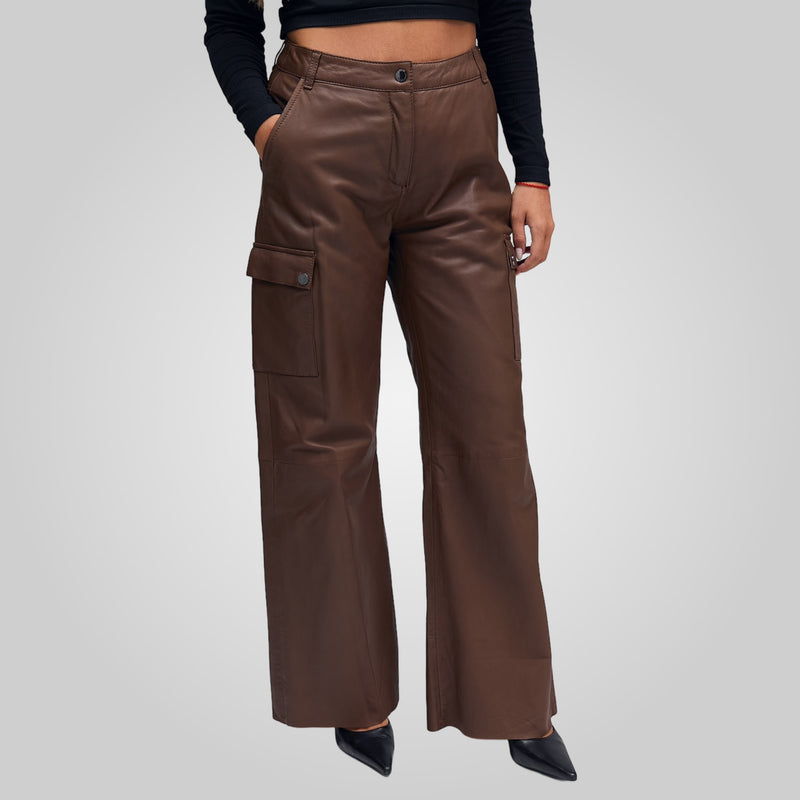 PATRICIA Leather Pants With Side Button Pockets