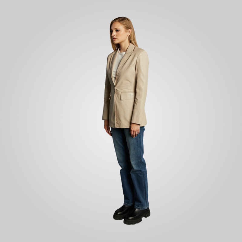 AURIANA - Single Breasted Leather Blazer