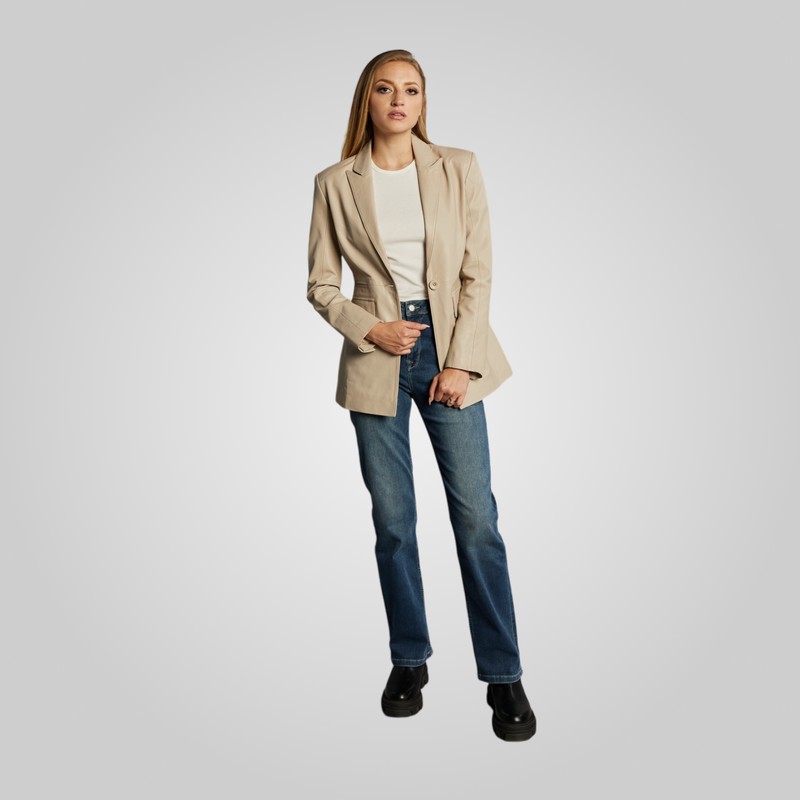 AURIANA - Single Breasted Leather Blazer