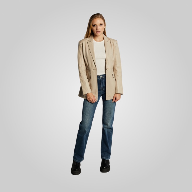 AURIANA - Single Breasted Leather Blazer