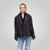 HARPER Rub-Off Lamb Oversized Leather Jacket