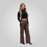 PATRICIA Leather Pants With Side Button Pockets