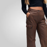 PATRICIA Leather Pants With Side Button Pockets