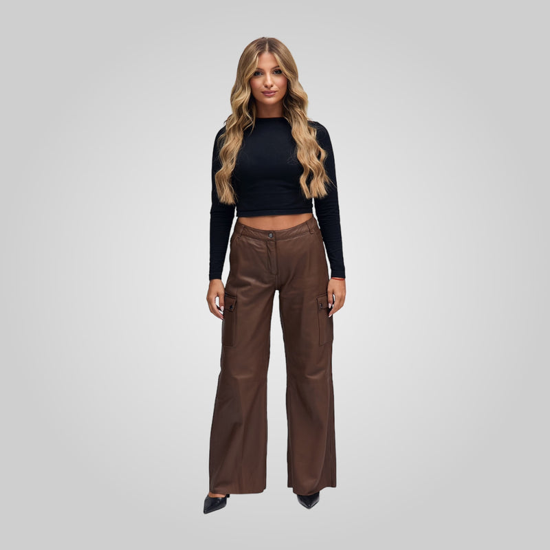 PATRICIA Leather Pants With Side Button Pockets