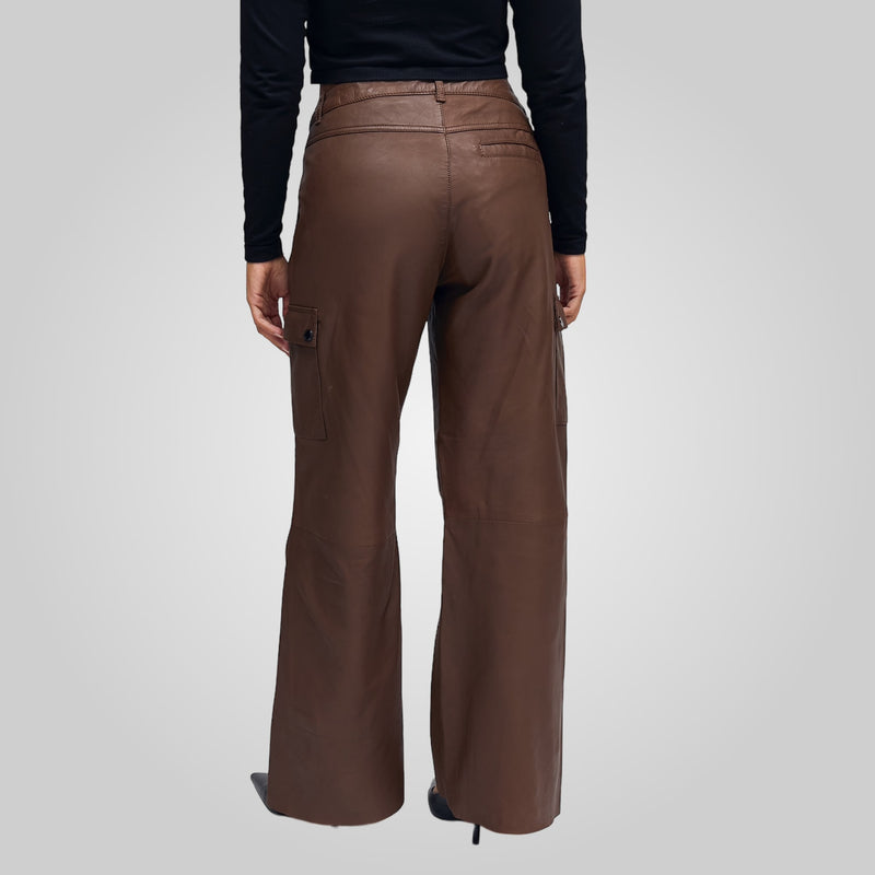 PATRICIA Leather Pants With Side Button Pockets