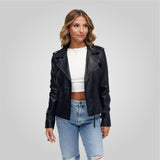 MUFFIN Cropped Leather Biker Jacket