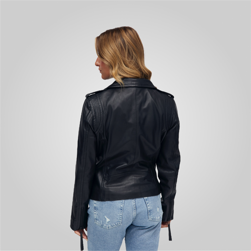 MUFFIN Cropped Leather Biker Jacket