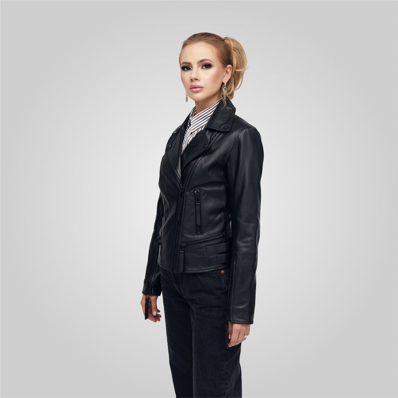 Veste motard oversize en cuir IRINA