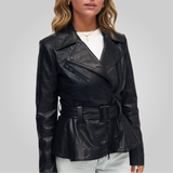 VIENNA Peplum Bike Jacket With Belt