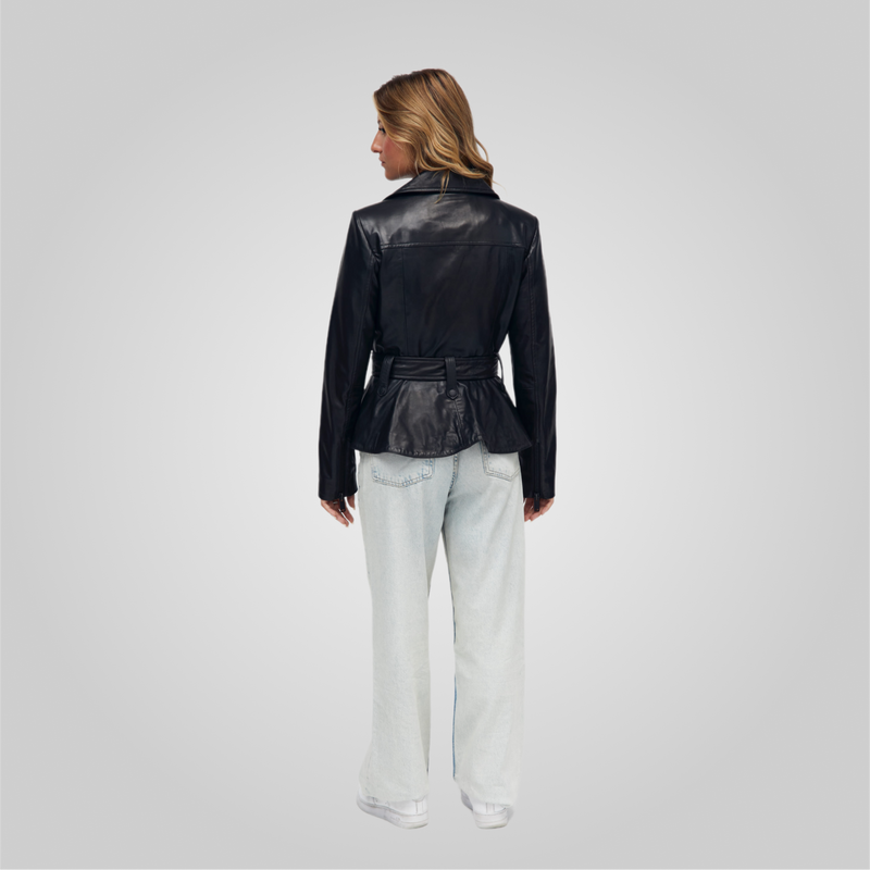 VIENNA Peplum Bike Jacket With Belt