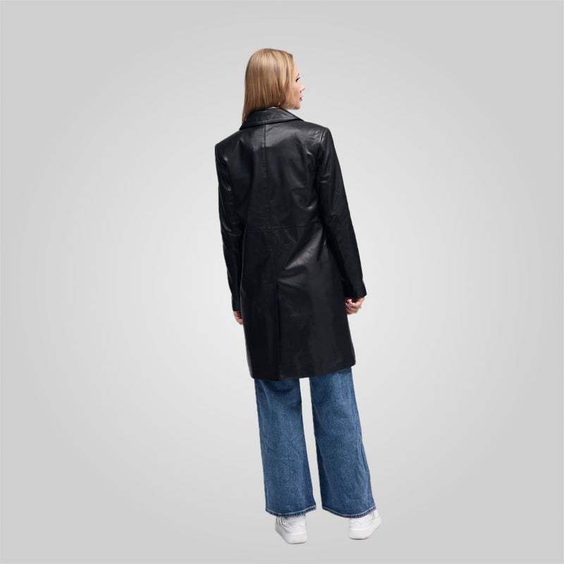 MELINDA - OVERSIZE KNEE LENGTH LEATHER BLAZER Bod & Christensen MELINDA - OVERSIZE KNEE LENGTH LEATHER BLAZER Bod & Christensen
