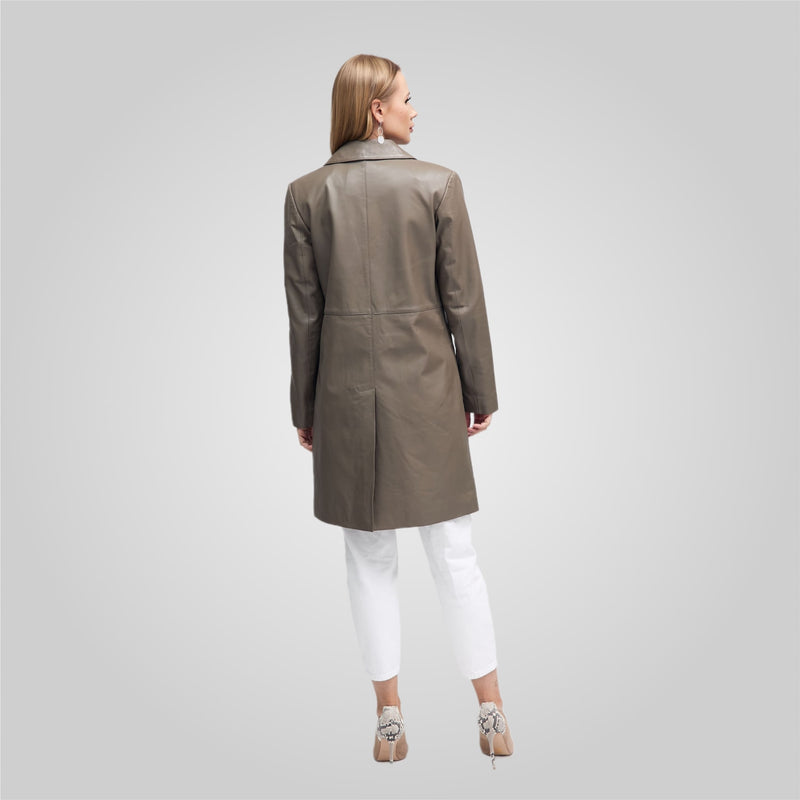 MELINDA - OVERSIZE KNEE LENGTH LEATHER BLAZER