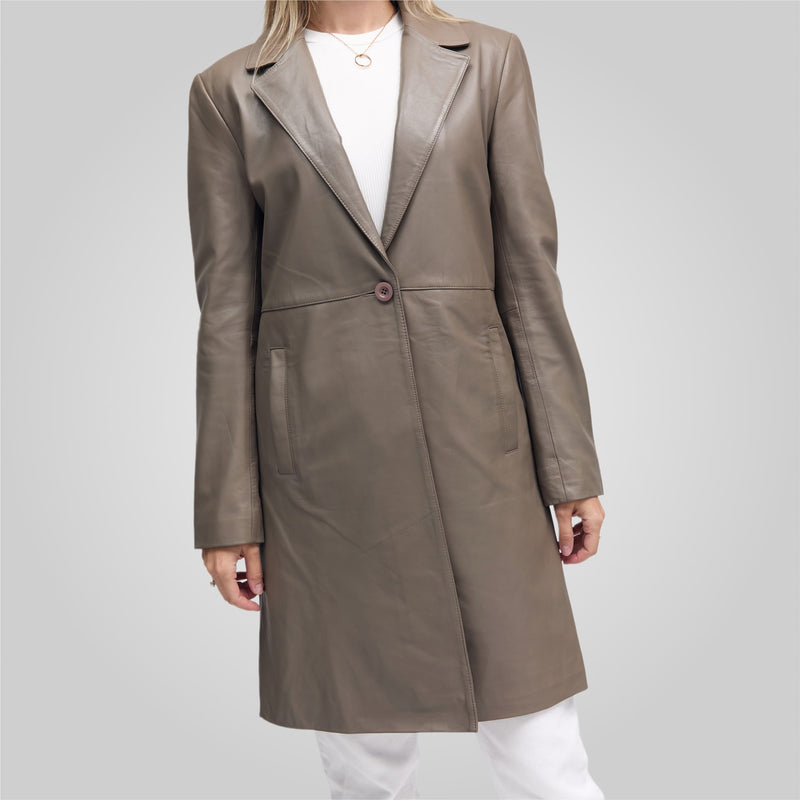 MELINDA - OVERSIZE KNEE LENGTH LEATHER BLAZER