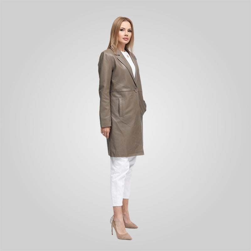 MELINDA - OVERSIZE KNEE LENGTH LEATHER BLAZER