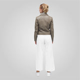 GINA Asymmetrical Closure Leather Biker Jacket