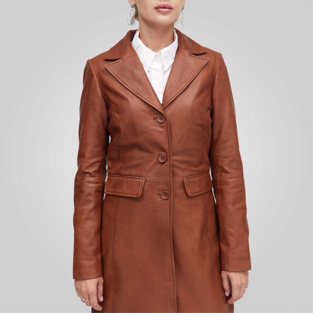 Bod good & Christensen Brown Leather Trench Coat