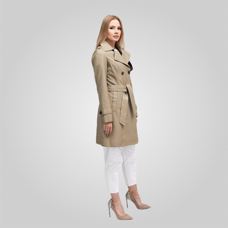 LAURE - KNEE LENGTH LEATHER TRENCH