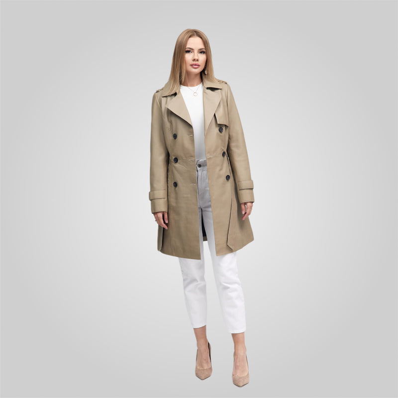 LAURE - KNEE LENGTH LEATHER TRENCH